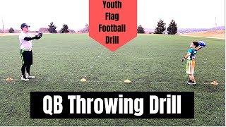 Youth Flag Football Drill | QB Throwing - Passing Drill for Beginners | Step Back Throw Drills