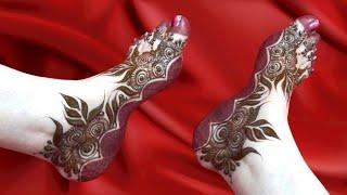 New stylish henna design on the foot | Beautiful henna design on the foot | نقش حناء جميل في الرجلين