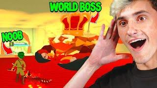 I destroyed the WORLD BOSS as a starter NOOB (Roblox)