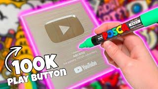 Drawing a DOODLE on my 100k SUBSCRIBER PLAY BUTTON BOX with Posca Markers! #youtubecreatorawards