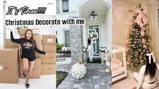 IT'S TIME!  DECORATE WITH ME CHRISTMAS  2024 | HOLIDAY FRONT PORCH DECOR | GIRLY CHRISTMAS TREE