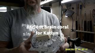 Woodturning Ancient brain coral . purple resin . Made for Katlyn Matthews