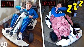 Kid Spends 24 HOURS on ELECTRIC GO-KART!! - Challenge