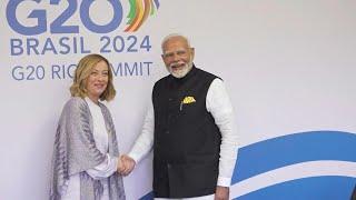 Italian PM Meloni and Indian PM Modi meet in Rio during G20 summit | AFP