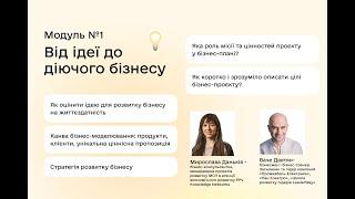 Модуль №1 «Від ідеї до діючого бізнесу» (Мирослава Даньків, Ваче Давтян)