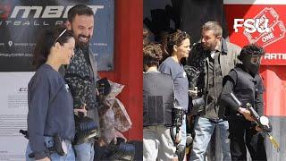 Ben Affleck again beams when with ex Jennifer Garner as they take their kids to a paintball park