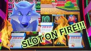 MASSIVE WIN on MONEY MANSION Huff n' Puff slot machine!!!