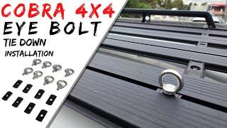 Cobra 4X4 Eye Bolt O Ring tie-down channel slot nuts for flat aluminium roof rack installation demo