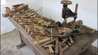 My carpentry vintage tools, antique saws and planers, retro chisels and drilling machines,old tools