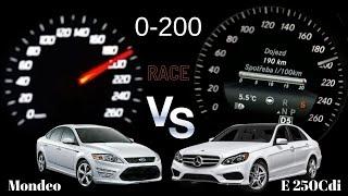 Top Speed-Mondeo Mk4 2.2 Tdci 200 Ps VS Mercedes E Class E250 Cdi 204 Ps 0-200 Acceleration Battle