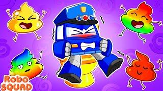 Eww! Police Won’t Stop Going Potty  Rainbow Poo Poo - Stuck in the Toilet | RoboSquad Kids Cartoon