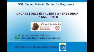 UPDATE | DELETE | WHERE | ALTER | DROP in SQL | SELECT|INSERT | CREATE | ADD Column | Alter datatype