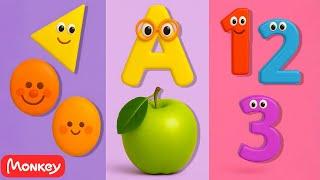 LEARN ABC, PHONICS, SHAPES, NUMBERS & COLORS ️ Monkey Junior Educational Videos
