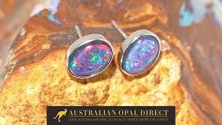 Gold Earrings, Green Earrings, Opal Stud Earrings - Australian Opal Direct | Worldwide Shipping