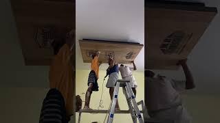 Wooden False Ceiling Installation #interiordesign #falseceiling #ytshorts #new #trending