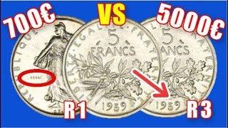 2 Pièces RARES de 5 FRANCS SEMEUSE en ARGENT !!