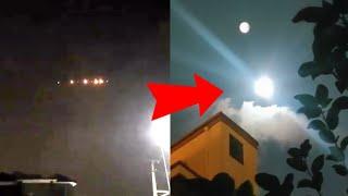 A bright object in front of the moon! UFO in a village in England