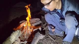 夜里很冷，需要生火取暖做饭，内蒙山上山区晚上温度接近零度！