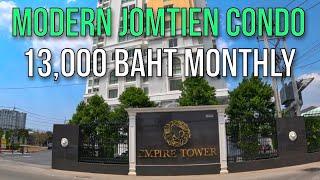 13,000 BAHT PER MONTH NEW MODERN JOMTIEN PATTAYA ONE BEDROOM CONDO REVIEW - THE EMPIRE TOWER