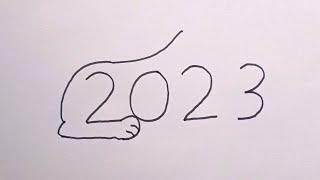 How To Turn 2023 Into Lion Drawing | Lion Drawing Step By Step