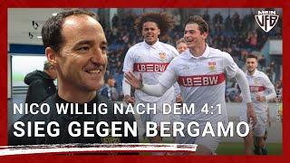 Trainer Nico Willig nach dem 4:1-Sieg der VfB-U19 gegen Atalanta Bergamo in der Youth League 