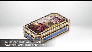 Octagonal, gold snuffbox with enamel. Switzerland 18th century.