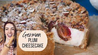 EPIC German Plum Cheesecake with Crumble Topping - Easy German Baking