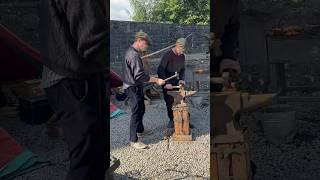 Turning a ball peen hammer into an axe #ireland #blacksmith #axe #woodwork #bunratty #craft