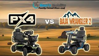 Comparing the Pride PX4 and the Baja Wrangler 2 Offroad Mobility Scooters - What's the Difference?