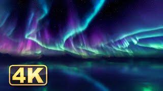 4K Northern Lights with Calming Music! 1 Hour Relaxing Screensaver! Aurora Relaxing Meditation Video