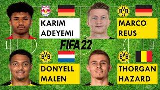 Karim Adeyemi vs Borussia Dortmund Strikers (Marco Reus,Donyell Malen,Thorgan Hazard) FIFA22 Compare