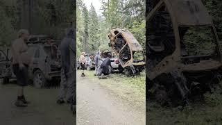 Olympic Forest Sasquatch Rally 2024: Abandoned & Burned Mazda Clean Up #mazda #diy #reels #shorts