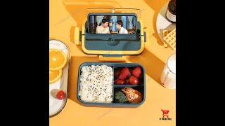 Bento Box 1000ml With Spoon Chopstick 3 Compartment Japanese Lunch Box School Food Container Storage