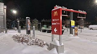 Snow walk through the retail complex in Edmonton, Alberta, Canada