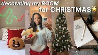 *cozy* christmas room makeover decor shopping & haul, decorate w/ me, room tour! *2024*