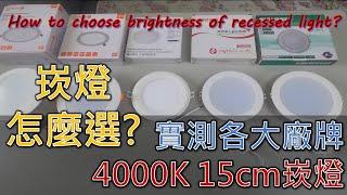 崁燈怎麼選?實測各大廠牌4000K 15cm崁燈｜brightness of recessed light ｜4000K 15cm埋込み型照明器具の比較｜工程大叔的日常紀錄