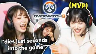 EUNCHAE beating SAKURA & every streamer in Overwatch 2 (gameplay funny moments)