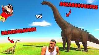 BRACHIOSAURUS vs DREADNOUGHTUS in Animal Revolt Battle Simulator with SHINCHAN and CHOP