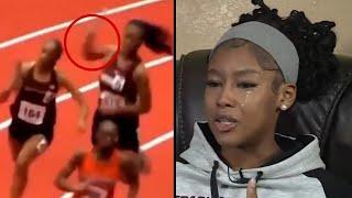 Highschool Track Star Hits Girl With Baton During Race