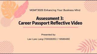 EYBM: A3 Career Passport Reflective Video