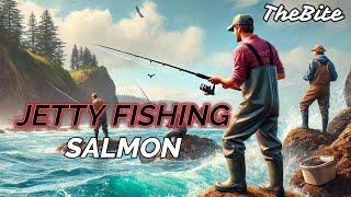 Catching Salmon from a Jetty in Oregon