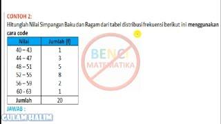 Cara Cepat Simpangan baku dan ragam cara code data kelompok contoh 2