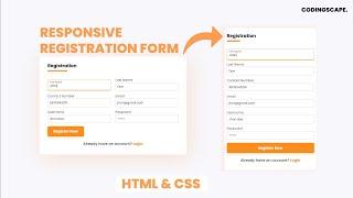 How to Create a Responsive Registration Form using HTML and CSS | Codingscape
