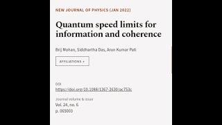 Quantum speed limits for information and coherence | RTCL.TV