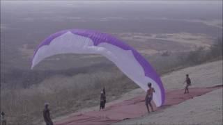 Pilot Lauren Martins 1st take off 8am in the sertao desert of Quixada, Brazil. Angle 2.