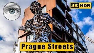 Prague 4k walk: New city attraction by David Černý at Karlin district  Czech Republic HDR ASMR