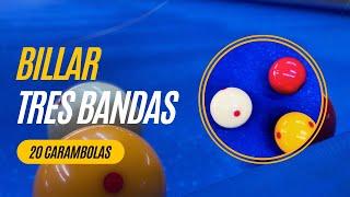 Billar Tres Bandas Profesional, 20 carambolas, las mejores, Wilson Loaiza Vs Andrés Calvo.