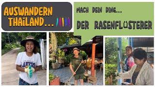 Als Familie nach Thailand auswandern... Rollrasen verlegen... #thailandtravel