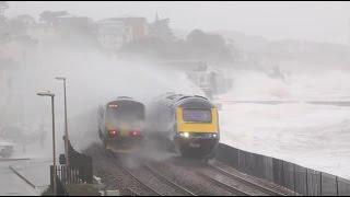 Dawlish train storm waves