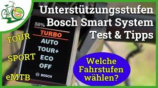 Bosch Fahrstufen  ECO TOUR+ eMTB  TURBO  Ausführlicher Test  Welchen Modus nutzen?